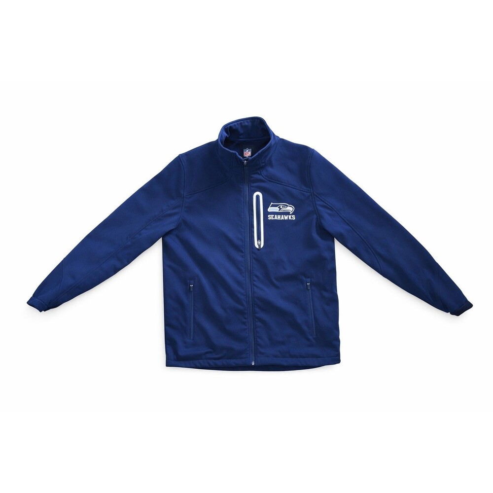 NFL Seattle Seahawks Soft Shell Jacket Men’s Large Blue Full Zip Super Bowl LX